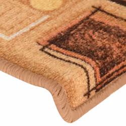 vidaXL Self-adhesive Stair Mats Carpet Stair Treads Stair Step Protector Rug - beige, 5 pcs/Rectangular - Additional view 6