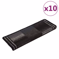 vidaXL Self-adhesive Stair Mats Carpet Stair Treads Stair Step Protector Rug - black and grey
