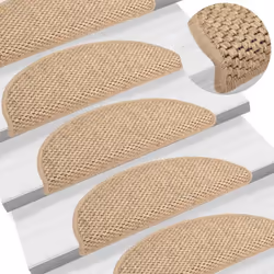 vidaXL Stair Mats Carpet Stair Tread Rug Self-adhesive Sisal-Look 15 pcs Sand