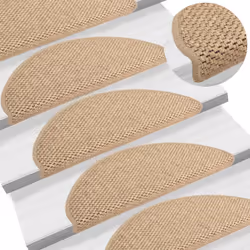 vidaXL Stair Mats Carpet Stair Tread Rug Self-adhesive Sisal-Look 15 pcs Sand