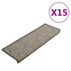 vidaXL Stair Mats Stair Protector Self-adhesive Sisal-Look 15 pcs Grey and Beige