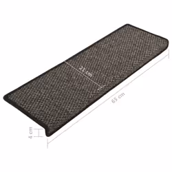 vidaXL Stair Mats Stair Protector Self-adhesive Sisal-Look 15 pcs Anthracite - Additional view 4