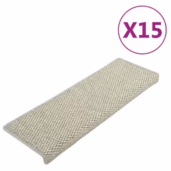 vidaXL Stair Mats Carpet Stair Tread Rug Self-adhesive Sisal-Look 15 pcs Green