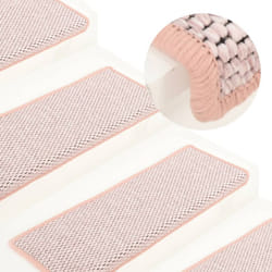 vidaXL Stair Mats Self-adhesive Sisal-Look 15 pcs 65x21x4 cm Stair Tread Pink