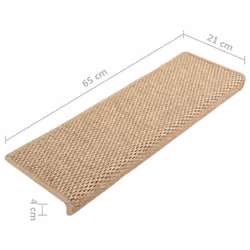 vidaXL Stair Mats Carpet Stair Tread Rug Self-adhesive Sisal-Look 15 pcs Sand - Additional view 3