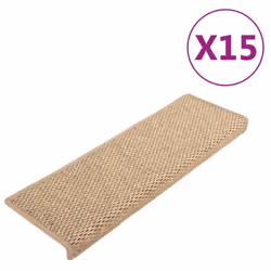 vidaXL Stair Mats Carpet Stair Tread Rug Self-adhesive Sisal-Look 15 pcs Sand - Additional view 4