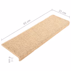 vidaXL Stair Mats Stair Protector Self-adhesive Sisal-Look 15 pcs Light Beige - Additional view 5