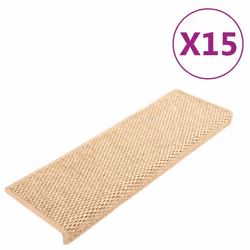 vidaXL Stair Mats Stair Protector Self-adhesive Sisal-Look 15 pcs Light Beige - Additional view 6