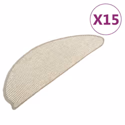 vidaXL Self-adhesive Stair Mats Stair Treads Protector Rug Sisal-Look 15 pcs - silver, 65 x 25 cm - Additional view 6