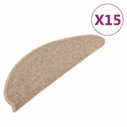 vidaXL Self-adhesive Stair Mats Stair Treads Protector Rug Sisal-Look 15 pcs - dark beige, 65 x 25 cm - Additional view 5