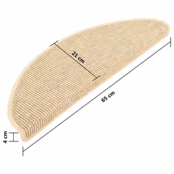 vidaXL Stair Mats Carpet Stair Tread Rug Self-adhesive Sisal-Look 15 pcs Beige - Additional view 6
