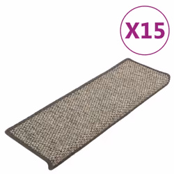vidaXL Self-adhesive Stair Mats Stair Treads Protector Rug Sisal-Look 15 pcs - grey and beige