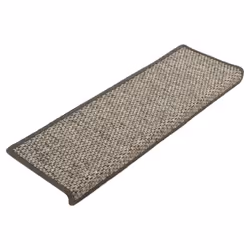 vidaXL Self-adhesive Stair Mats Stair Treads Protector Rug Sisal-Look 15 pcs - grey and beige
