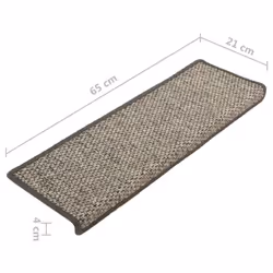 vidaXL Self-adhesive Stair Mats Stair Treads Protector Rug Sisal-Look 15 pcs - grey and beige