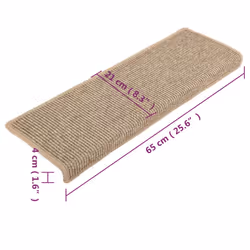 vidaXL Stair Mats Carpet Rug Stair Protector Self-adhesive 15 pcs Dark Beige - Additional view 3