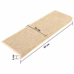 vidaXL Self-adhesive Stair Mats Stair Treads Protector Rug Sisal-Look 15 pcs - light beige - Additional view 6