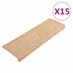 vidaXL Self-adhesive Stair Mats Stair Treads Protector Rug Sisal-Look 15 pcs - light brown