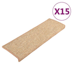 vidaXL Self-adhesive Stair Mats Stair Treads Protector Rug Sisal-Look 15 pcs - light brown
