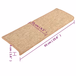 vidaXL Self-adhesive Stair Mats Stair Treads Protector Rug Sisal-Look 15 pcs - light brown