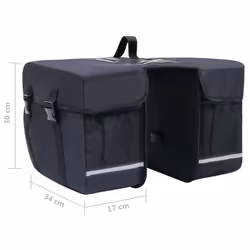 vidaXL Double Bicycle Bag for Pannier Rack Waterproof 35 L Black Storage Bag - Additional view 7