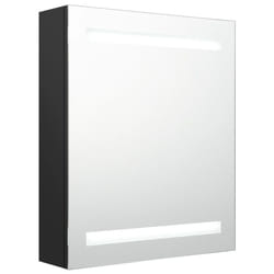 vidaXL LED Bathroom Mirror Cabinet Black Wall Cabinet Washroom Storage Unit