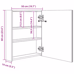 vidaXL LED Bathroom Mirror Cabinet Black Wall Cabinet Washroom Storage Unit - Additional view 7