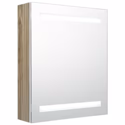 vidaXL LED Bathroom Mirror Cabinet Washroom Wall Cabinet Storage Vanity Unit - white and oak