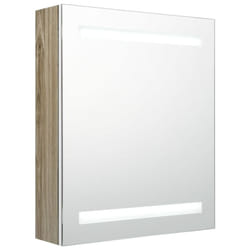 vidaXL LED Bathroom Mirror Cabinet Washroom Wall Cabinet Storage Vanity Unit - white and oak