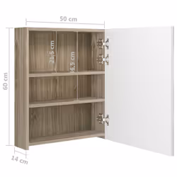 vidaXL LED Bathroom Mirror Cabinet Washroom Wall Cabinet Storage Vanity Unit - white and oak - Additional view 7