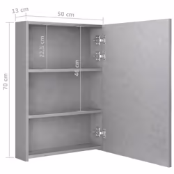 vidaXL LED Bathroom Mirror Concrete Grey Medicine Cabinet Furniture Vanity - Additional view 7
