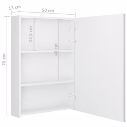 vidaXL LED Bathroom Mirror Cabinet Washroom Wall Cabinet Storage Vanity Unit - shining white, 50 x 13 x 70 cm - Additional view 7