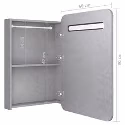 vidaXL LED Bathroom Mirror Cabinet Washroom Wall Cabinet Storage Vanity Unit - concrete grey