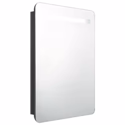 vidaXL LED Bathroom Mirror Cabinet Washroom Wall Cabinet Storage Vanity Unit - shining black