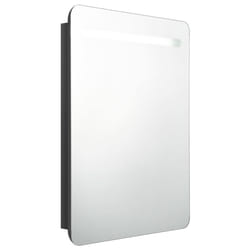 vidaXL LED Bathroom Mirror Cabinet Washroom Wall Cabinet Storage Vanity Unit - shining black