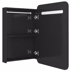 vidaXL LED Bathroom Mirror Cabinet Washroom Wall Cabinet Storage Vanity Unit - shining black - Additional view 4
