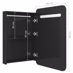 vidaXL LED Bathroom Mirror Cabinet Washroom Wall Cabinet Storage Vanity Unit - shining black - Additional view 6