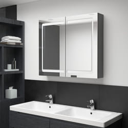 vidaXL LED Bathroom Mirror Cabinet Grey Wall Cabinet Washroom Storage Unit