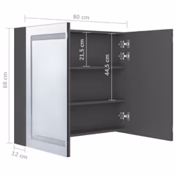 vidaXL LED Bathroom Mirror Cabinet Grey Wall Cabinet Washroom Storage Unit - Additional view 7