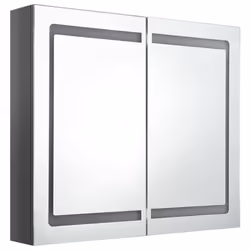 vidaXL LED Bathroom Mirror Cabinet Washroom Wall Cabinet Storage Vanity Unit - shining grey - Additional view 2