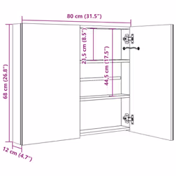 vidaXL LED Bathroom Mirror Cabinet Washroom Wall Cabinet Storage Vanity Unit - shining grey - Additional view 3