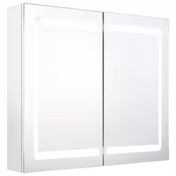 vidaXL LED Bathroom Mirror Cabinet Washroom Wall Cabinet Storage Vanity Unit - shining white