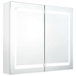 vidaXL LED Bathroom Mirror Cabinet Washroom Wall Cabinet Storage Vanity Unit - shining white