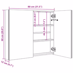 vidaXL LED Bathroom Mirror Cabinet Washroom Wall Cabinet Storage Vanity Unit - shining white
