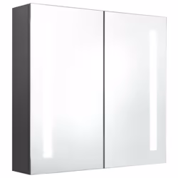 vidaXL LED Bathroom Mirror Cabinet Washroom Wall Cabinet Storage Vanity Unit - grey, 62 x 14 x 60 cm