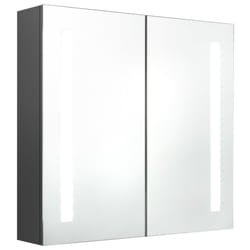 vidaXL LED Bathroom Mirror Cabinet Washroom Wall Cabinet Storage Vanity Unit - grey, 62 x 14 x 60 cm