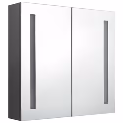 vidaXL LED Bathroom Mirror Cabinet Washroom Wall Cabinet Storage Vanity Unit - grey, 62 x 14 x 60 cm