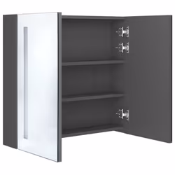 vidaXL LED Bathroom Mirror Cabinet Washroom Wall Cabinet Storage Vanity Unit - grey, 62 x 14 x 60 cm - Additional view 4