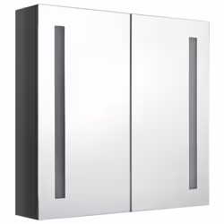 vidaXL LED Bathroom Mirror Cabinet Shining Grey Washroom Storage Vanity Unit - Additional view 2