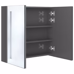 vidaXL LED Bathroom Mirror Cabinet Shining Grey Washroom Storage Vanity Unit - Additional view 4