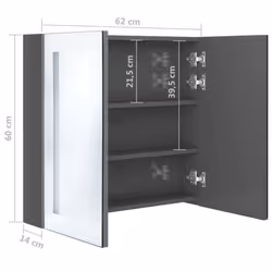 vidaXL LED Bathroom Mirror Cabinet Shining Grey Washroom Storage Vanity Unit - Additional view 7